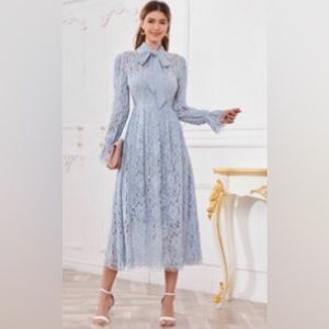 Dusty Blue Lace Dress